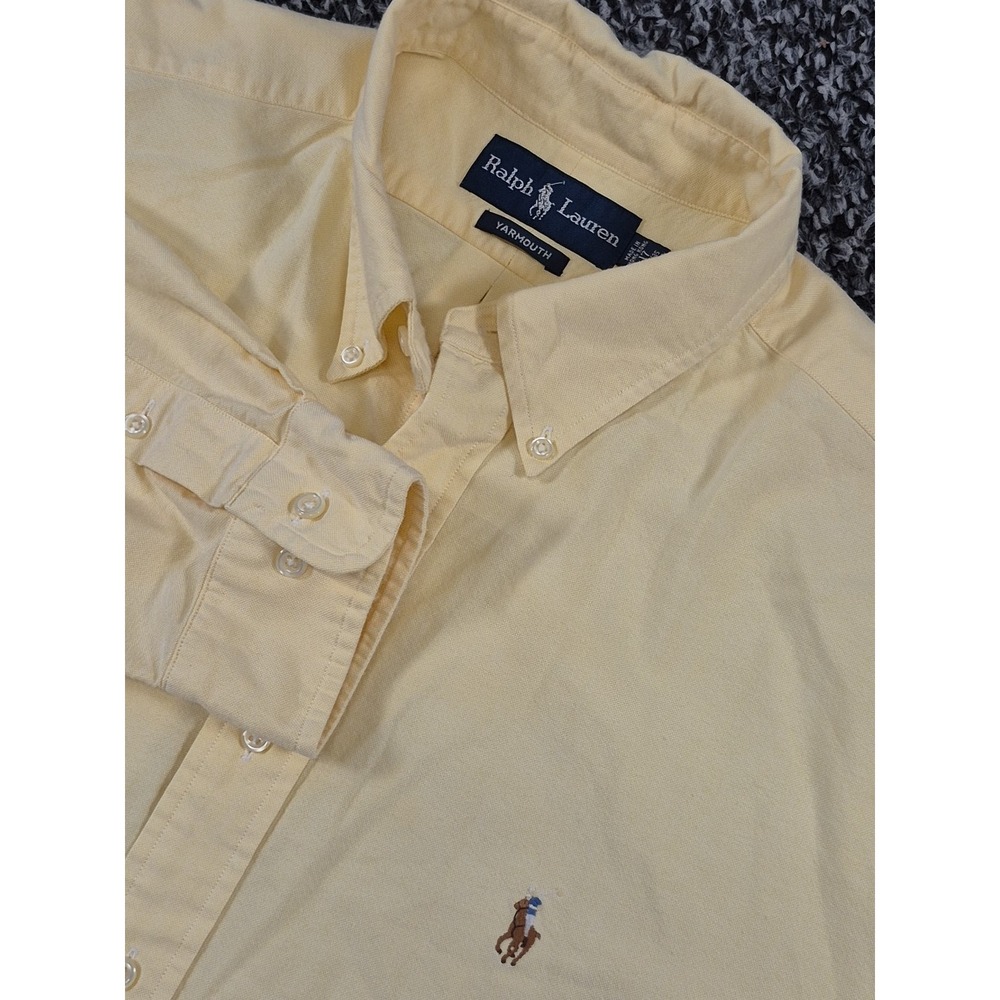 Ralph Lauren Shirt Men's 17 34/35 Yellow Oxford Long Sleeve Button Down Yarmouth